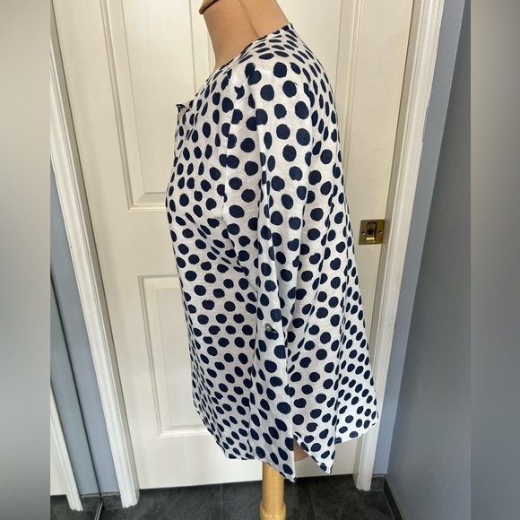 Hester & Orchard Linen Blend Polka Dot Popover Blouse - Picture 6 of 9